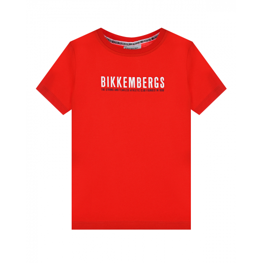 Красная футболка с белым логотипом Bikkembergs | Фото 1