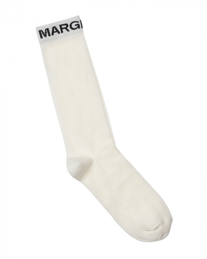Белые носки с черным лого MM6 Maison Margiela | Фото 1
