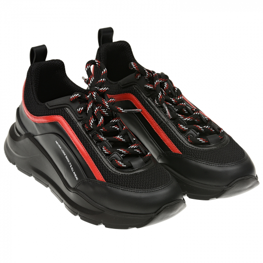 Черные кроссовки с красной отделкой MSGM | Фото 1