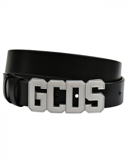 Ремень с металлическим логотипом, черный GCDS | Фото 1