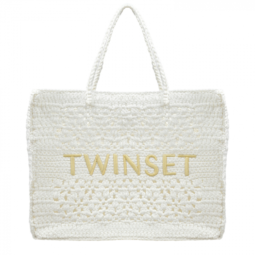 Плетеная сумка тоут, белая TWINSET | Фото 1