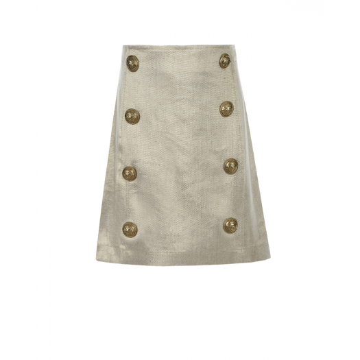 Льняная юбка с золотистыми пуговицами Balmain | Фото 1