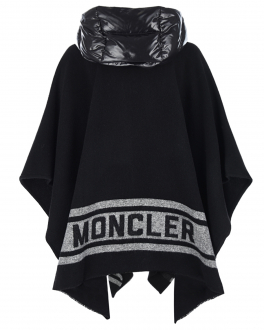 Черное пончо с капюшоном Moncler Черный, арт. 3G500 10 0P592 990 | Фото 2