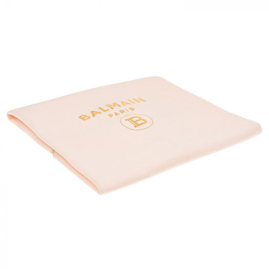 Розовый плед с золотым логотипом Balmain | Фото 1