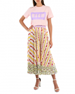 Плиссированная юбка с цветочным принтом MSGM Мультиколор, арт. 3241MDD25P 227279 03 | Фото 2