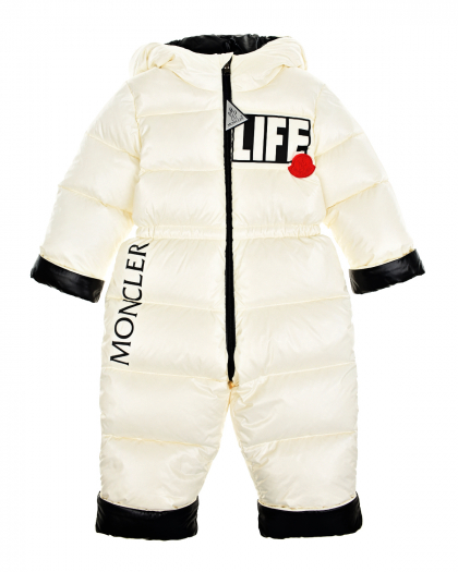 Белый комбинезон с принтом LIFE Moncler | Фото 1