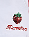 Шорты с логотипом и красными лампасами, белые Monnalisa | Фото 3