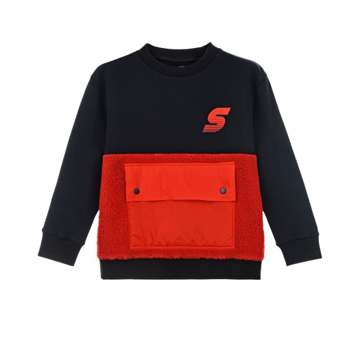 Красно-черный свитшот свитшот с накладным карманом Stella McCartney | Фото 1