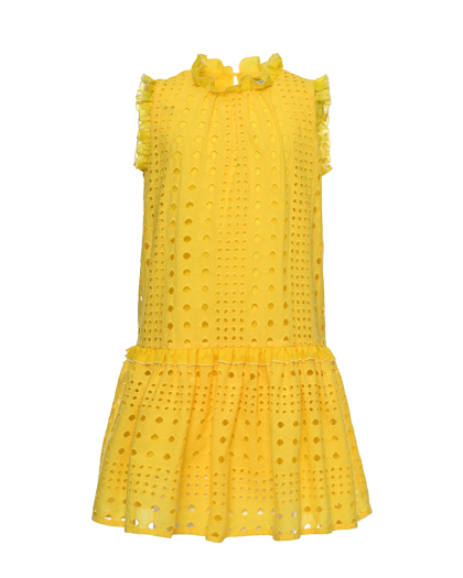 Ажурное платье с высоким воротом, желтое Paade Mode | Фото 1