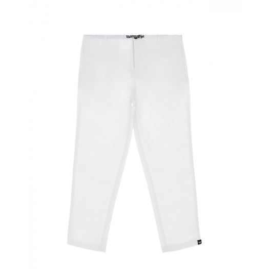 Белые брюки из вискозы и льна Emporio Armani | Фото 1