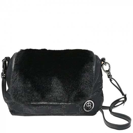 Черная сумка с отделкой эко-мехом, 19x13x11 см Poivre Blanc | Фото 1