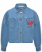 Куртка джинсовая укороченная с логотипом, голубая Philosophy di Lorenzo Serafini Kids | Фото 1