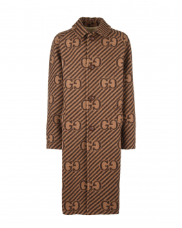 Коричневое пальто в полоску GUCCI Коричневый, арт. 660978 XWAPD 2014 BEIGE/BROW | Фото 1