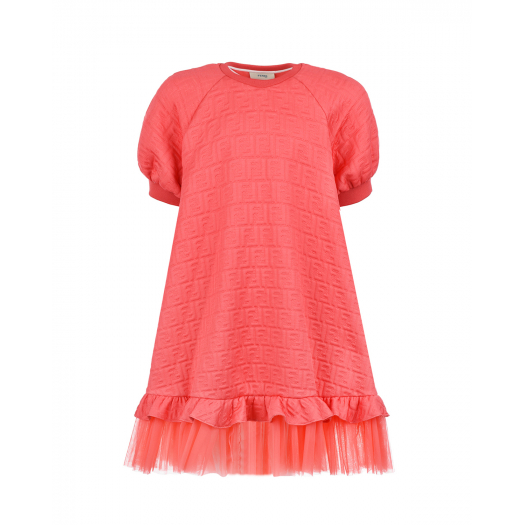 Платье кораллового цвета с рюшами Fendi | Фото 1