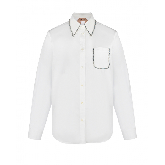 Белая поплиновая рубашка с вышивкой No. 21 | Фото 1