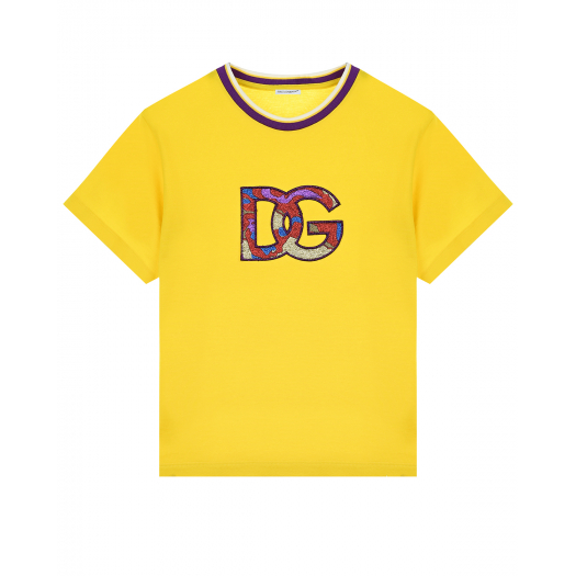 Желтая футболка с вышитым лого Dolce&Gabbana | Фото 1