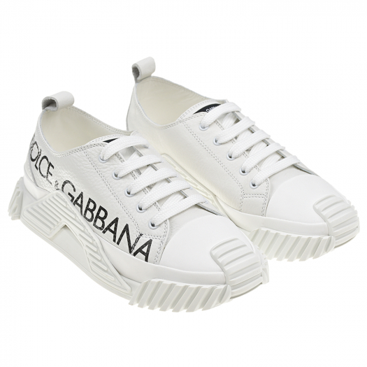 Белые кроссовки NS1 с черным лого Dolce&Gabbana | Фото 1