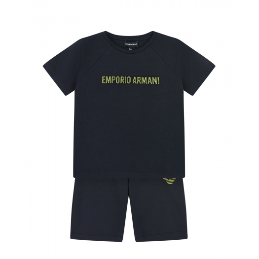 Комплект из тонкого трикотажа (футболка + шорты) Emporio Armani | Фото 1