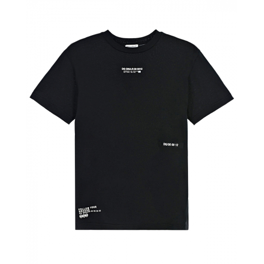 Удлиненная черная футболка Dolce&Gabbana | Фото 1
