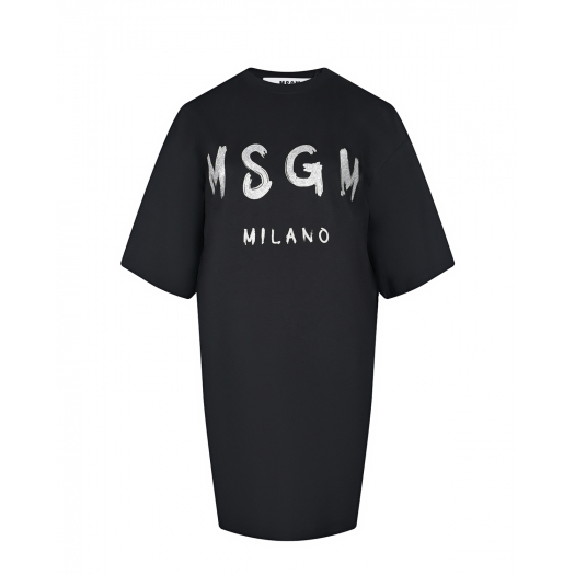 Черное платье-футболка с лого MSGM | Фото 1