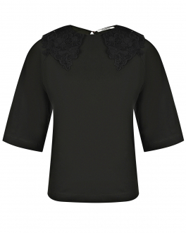 Черная футболка с кружевным воротником Vivetta Черный, арт. V2M0F041 6325 9000 | Фото 1
