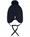Синяя шапка с меховым помпоном и козырьком Il Trenino | Фото 2