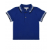 Синяя футболка-поло с отделкой в полоску Emporio Armani | Фото 1