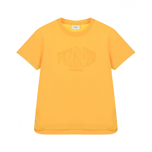 Желтая футболка с логотипом в тон Fendi | Фото 1