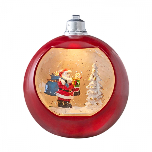 Новогодний сувенир &quot;Шар Санта&quot;, красный, (LED), 16*14 см Edelman | Фото 1