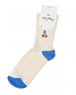 Белые носки с вышивкой &quot;вишни&quot; Happy Socks Белый, арт. RECHE13 1300 | Фото 1