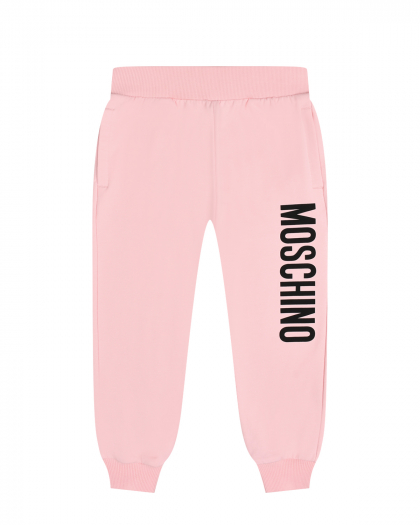 Спортивные брюки с вертикальным лого, розовые Moschino | Фото 1