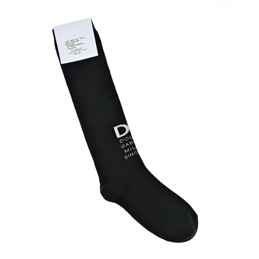 Черные носки с белым логотипом Dolce&Gabbana | Фото 1