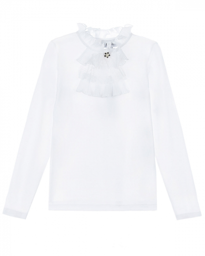 Белая рубашка из трикотажа с оборками Aletta | Фото 1