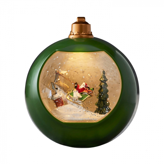 Новогодний сувенир &quot;Шар Санта&quot;, зеленый, (LED), 16*14 см Edelman | Фото 1