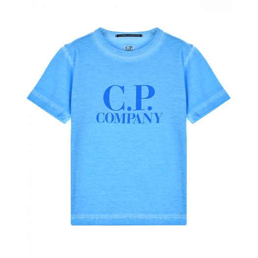 Голубая футболка с лого в тон CP Company | Фото 1