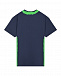 Темно-синяя футболка с зеленым лого Moschino | Фото 2