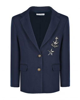 Темно-синий пиджак с патчами в морском стиле Dolce&Gabbana Синий, арт. L5JE60 HU7MM B0665 | Фото 1