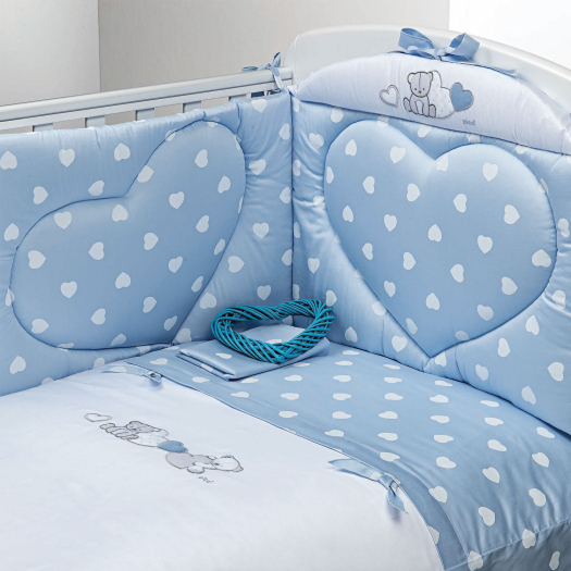 Комплект постельного белья &quot;AMELIE&quot; голубой (одеяло с пододеяльником 130х150 см, наволочка 40х60 см, бампер, простыня 65х125 см)  | Фото 1