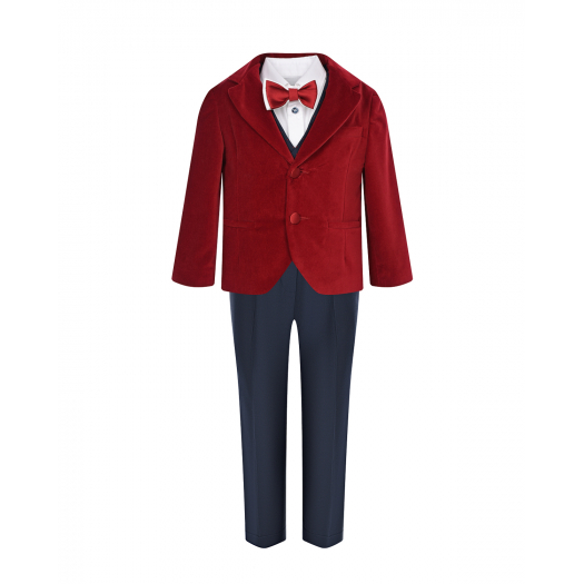 Комплект: бархатный пиджак, жилет, рубашка, брюки и бабочка Baby A | Фото 1