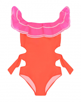 Двухцветный купальник с рюшей и вырезами по бокам Nessi Byrd Мультиколор, арт. MILENA  NBK-S2243 | Фото 1