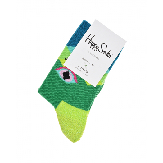 Зеленые носки с декором &quot;крокодил&quot; Happy Socks | Фото 1