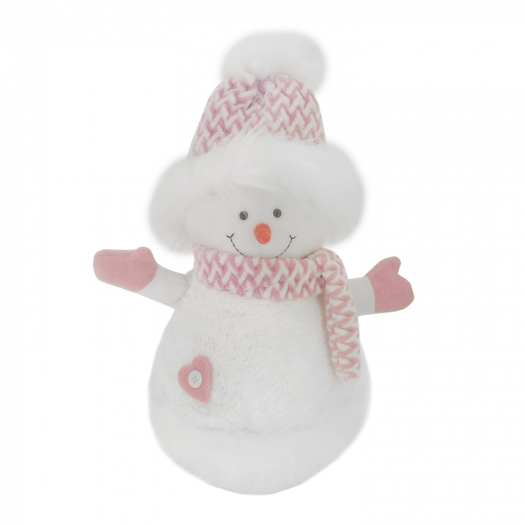 Новогодний сувенир &quot;Снеговик&quot; розовый/белый 33х25х60 см Timstor | Фото 1