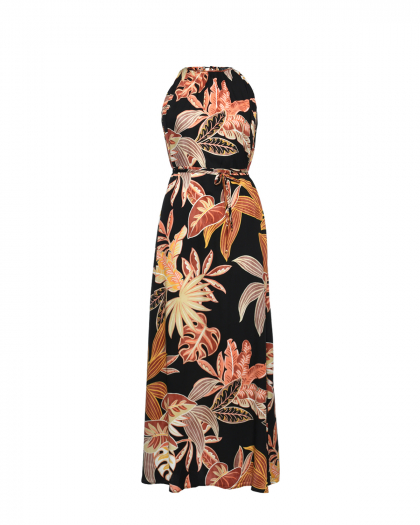 Платье макси FRANCESCA с тропическим принтом, черное Pietro Brunelli | Фото 1