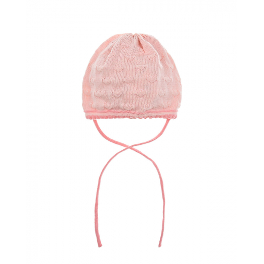 Розовая шапка с узором в форме сердец MaxiMo | Фото 1