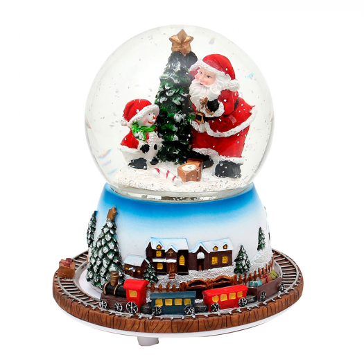Шар cнежный &quot;Санта со снеговиком. Рождествеский паровоз&quot;, 3,5x13,5x16 см SIGRO Collection | Фото 1