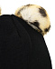 Черная шапка с двумя помпонами из меха Il Trenino | Фото 4