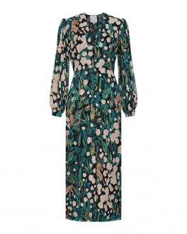 Шелковое платье макси с цветочным принтом OLOLOL Зеленый, арт. OLD037/1008.JL500/S22 | Фото 1