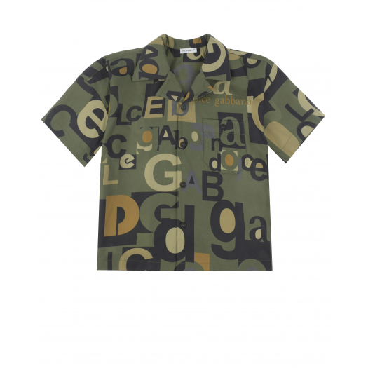 Рубашка цвета хаки с текстовым принтом Dolce&Gabbana | Фото 1