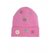Розовая шапка с цветочками из декоративных камней Regina | Фото 1