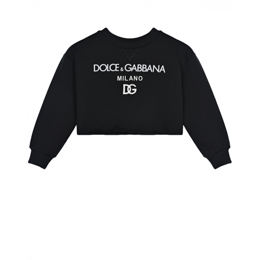 Черный свитшот с белым логотипом Dolce&Gabbana | Фото 1